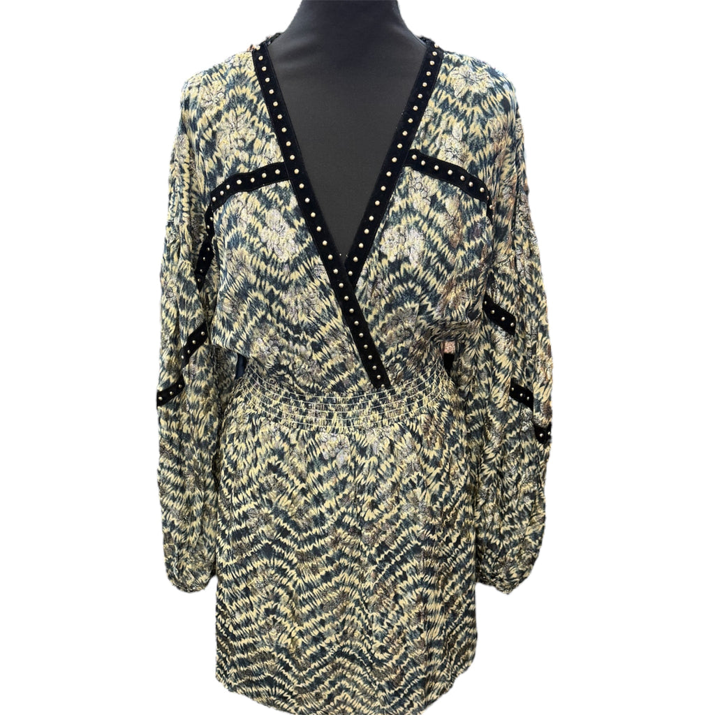 River Island long sleeve velvet detail mini dress (never worn)