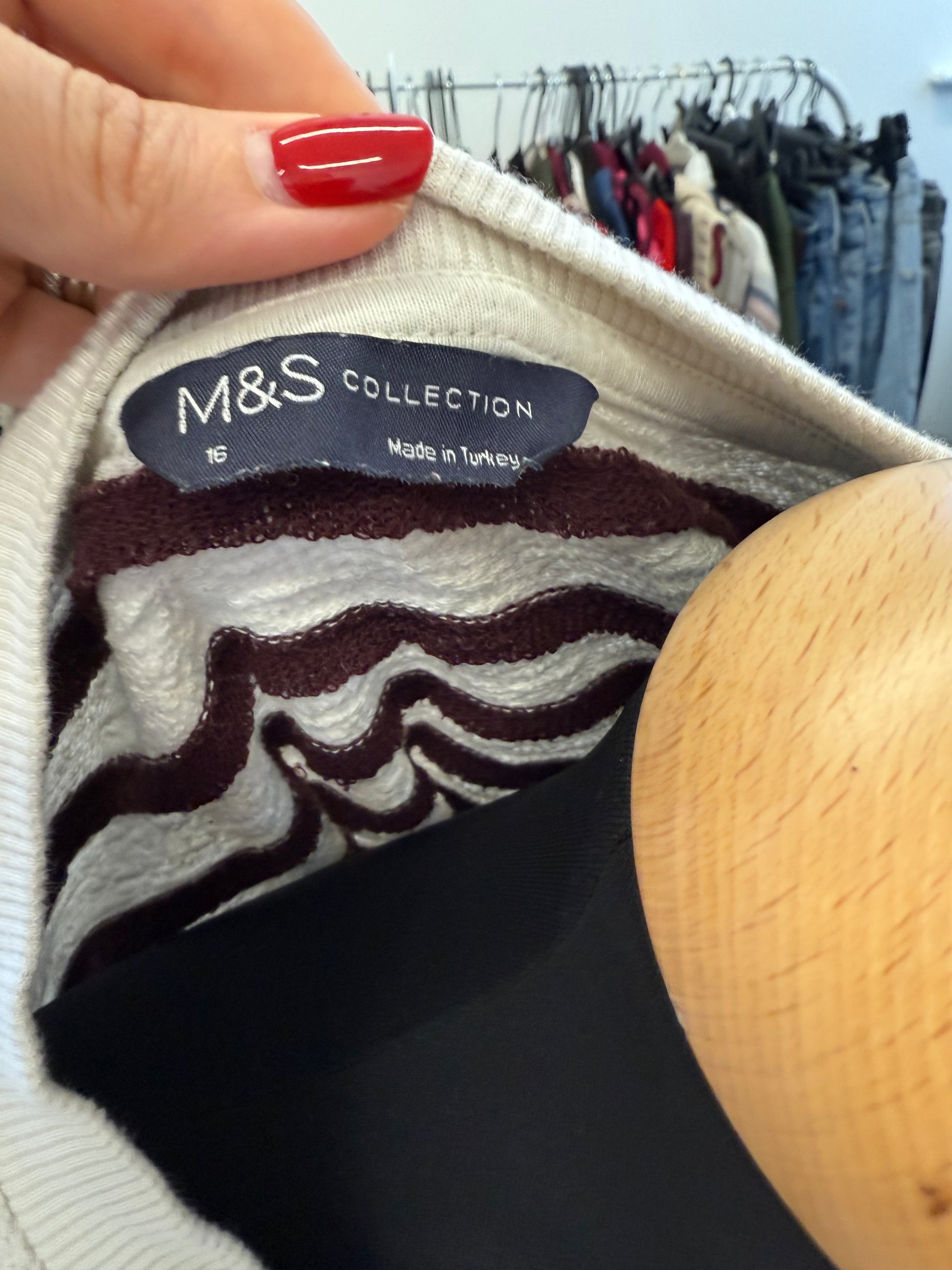 M&S stripe boxy round neck lightweight jumper