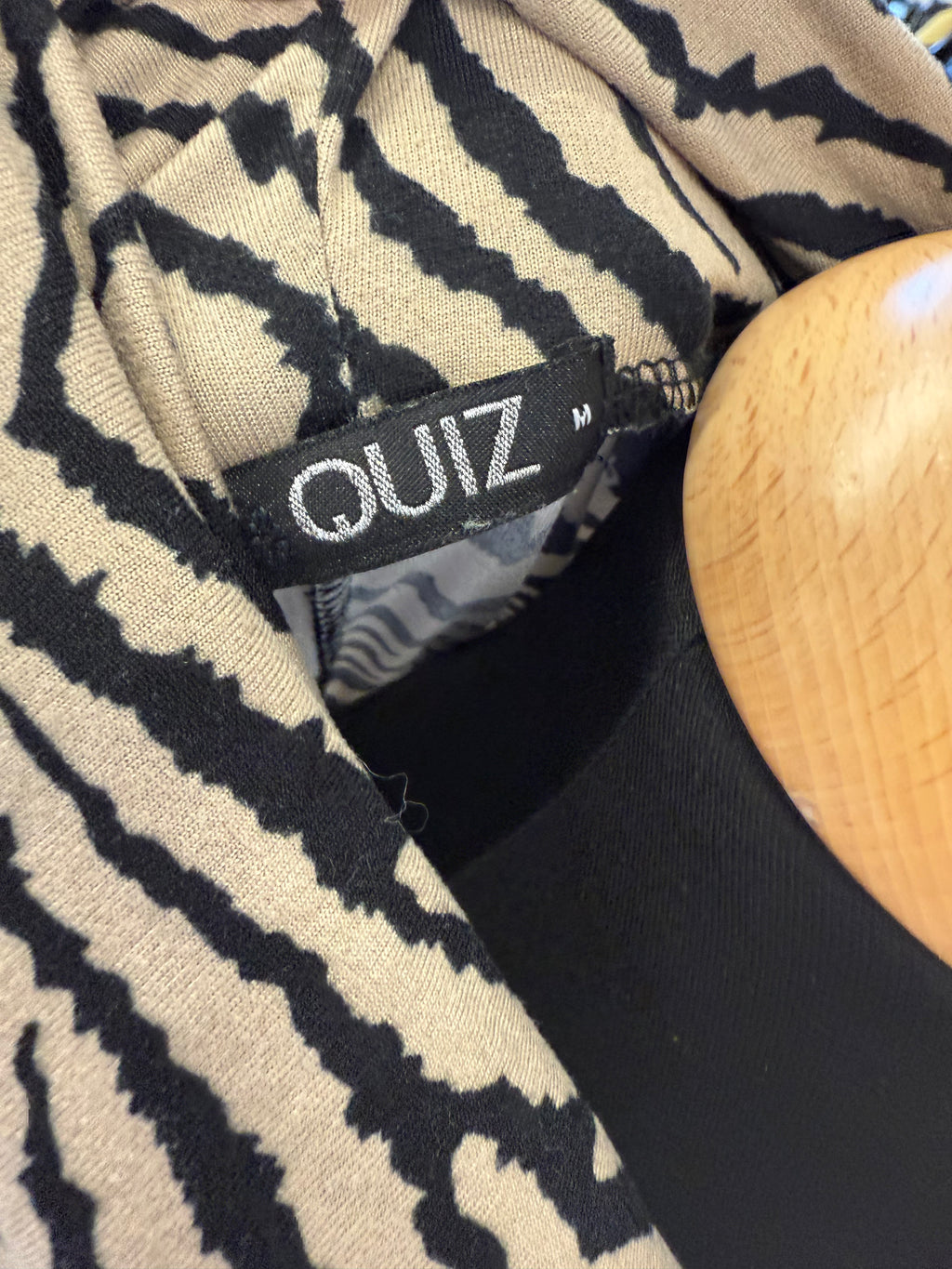 Quiz animal print long sleeve roll neck oversize top