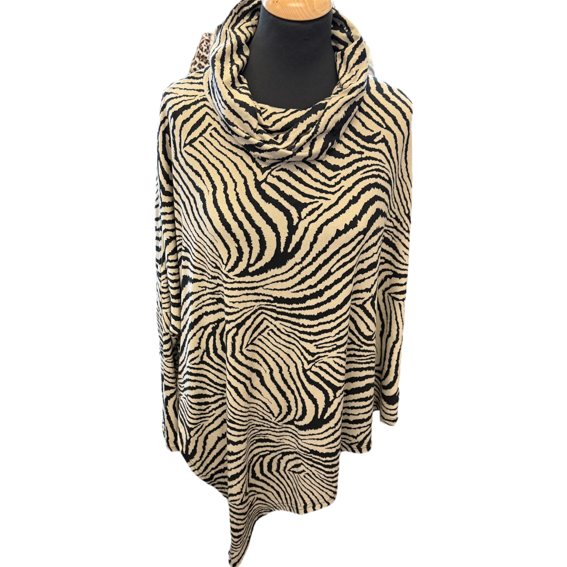 Quiz animal print long sleeve roll neck oversize top