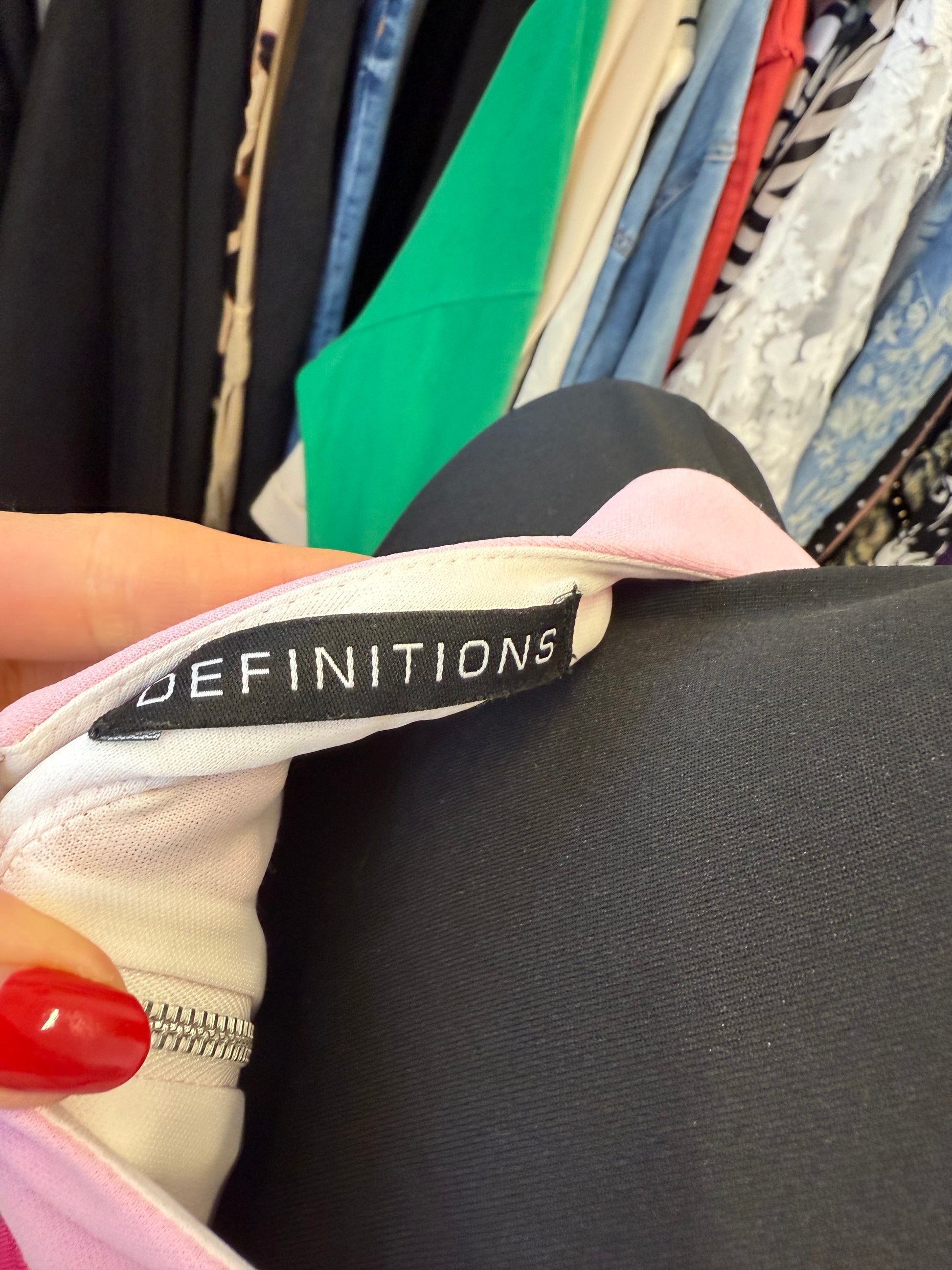 Definitions pink block lace effect bodycon dress