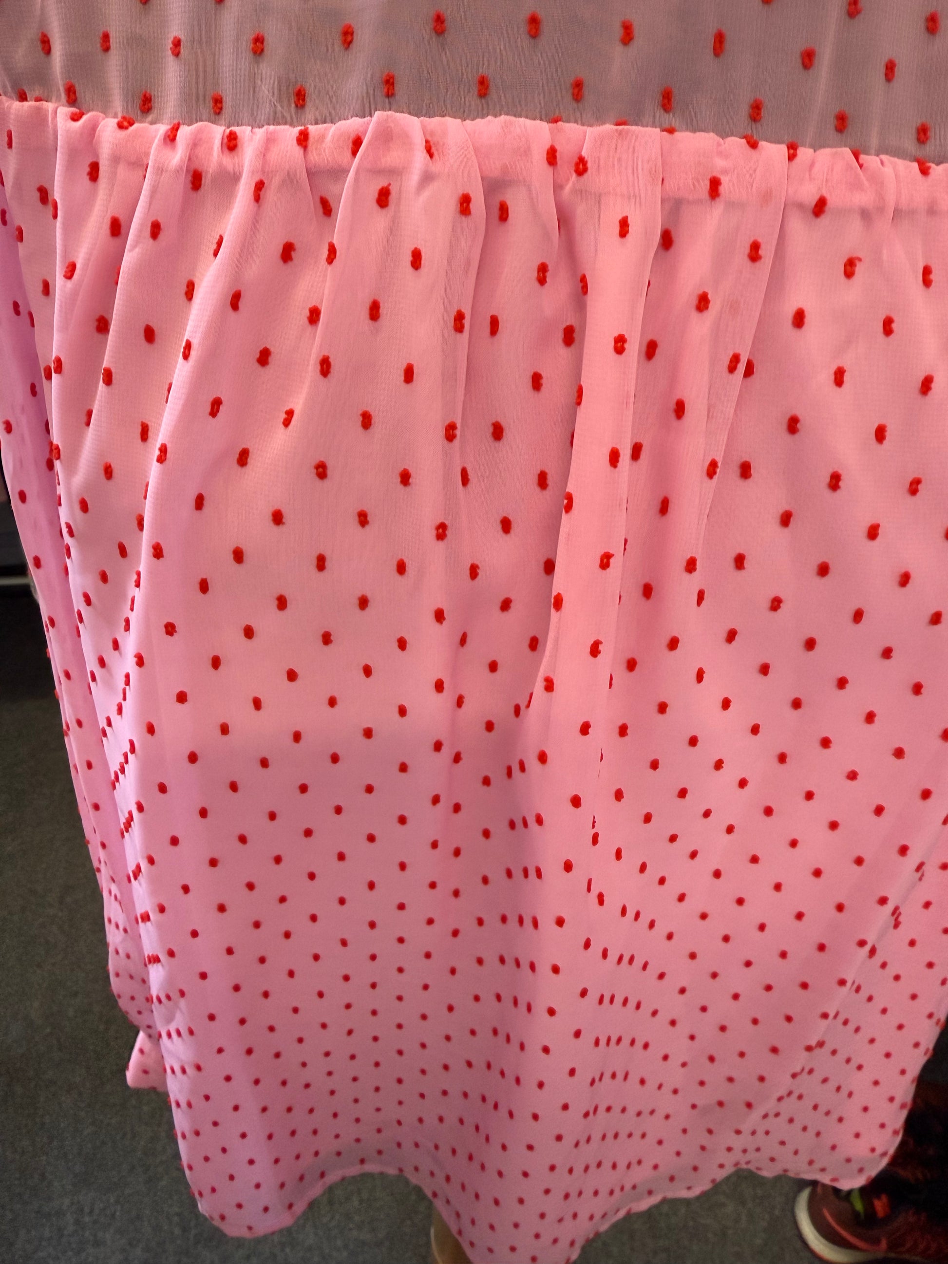 Vero Moda pink and red high neck tie cuff blouse