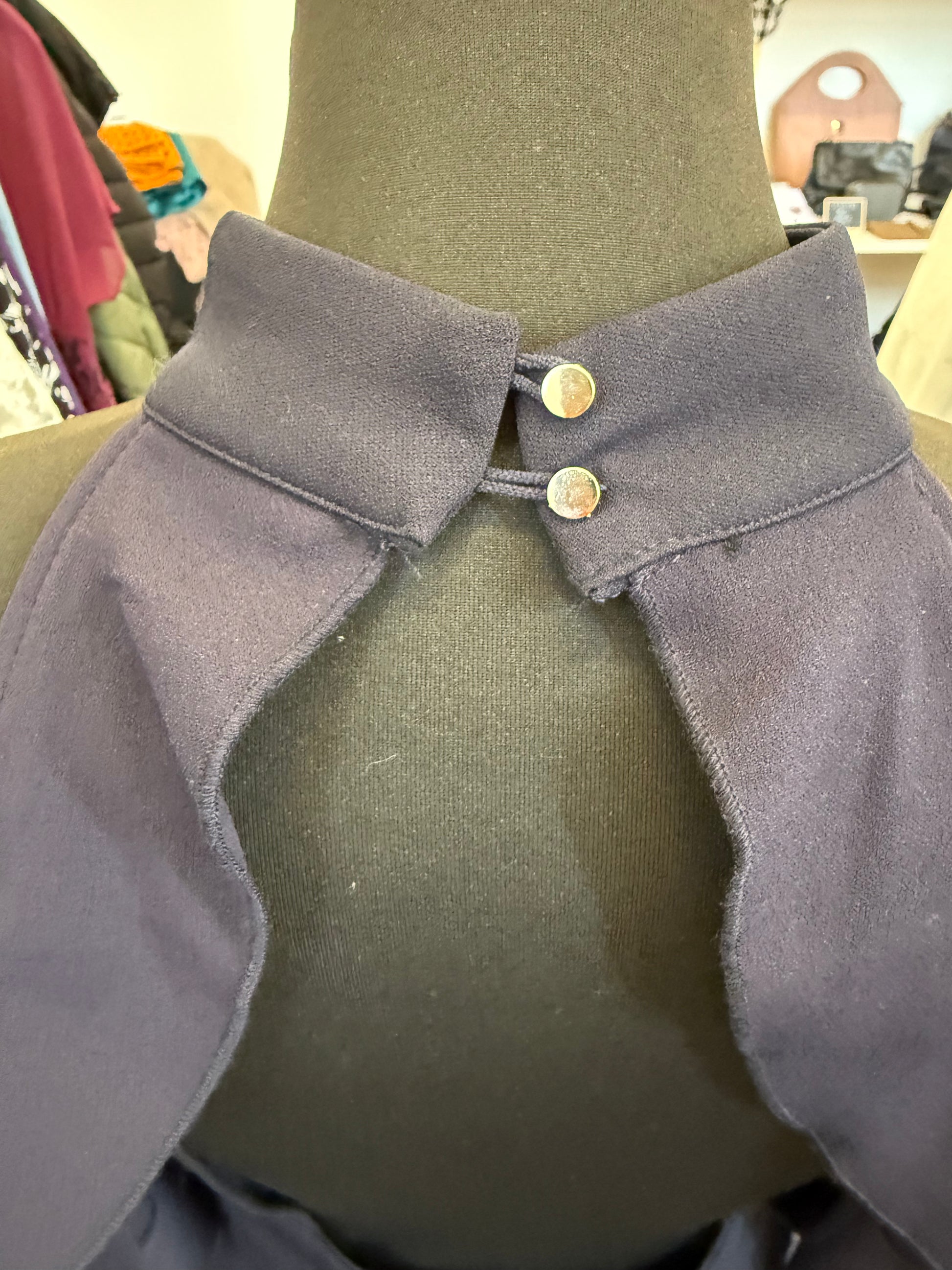 MissGuided navy high neck cold shoulder occasion dress