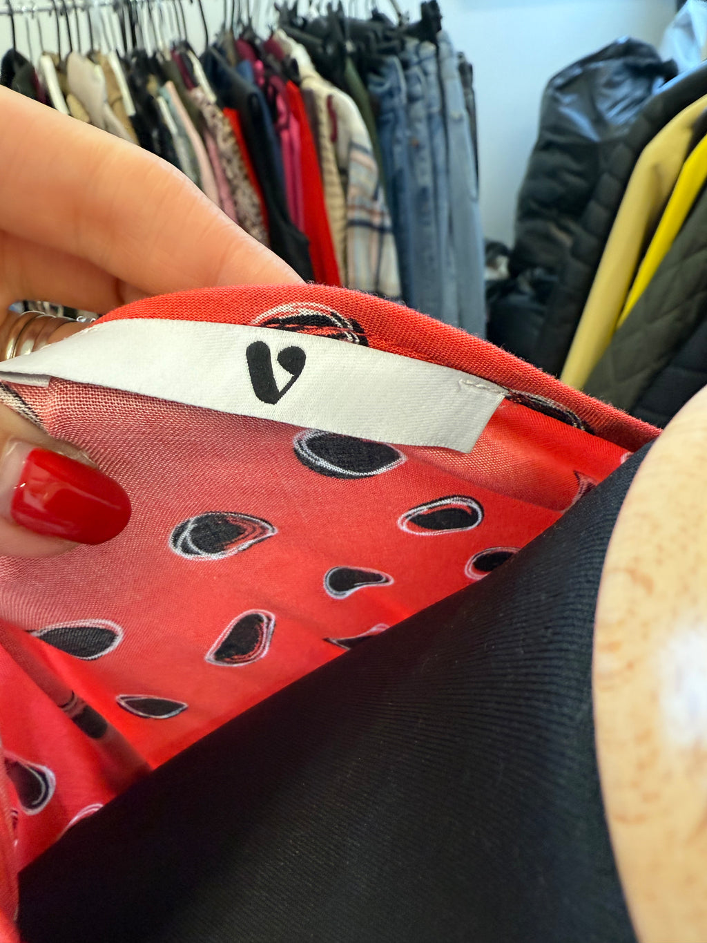 Very pink and black spot button detail midi dress