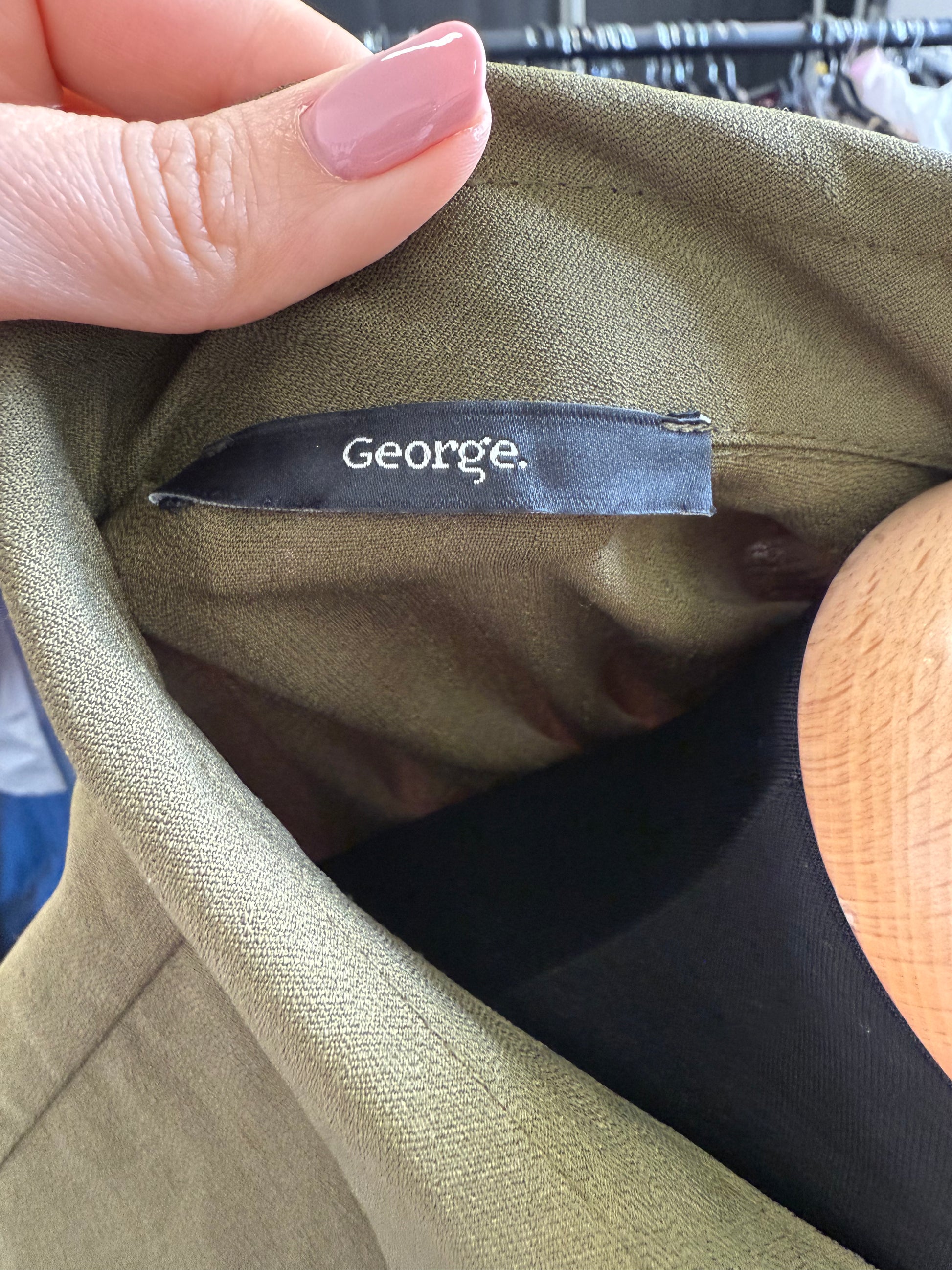 George khaki button tie waist dress