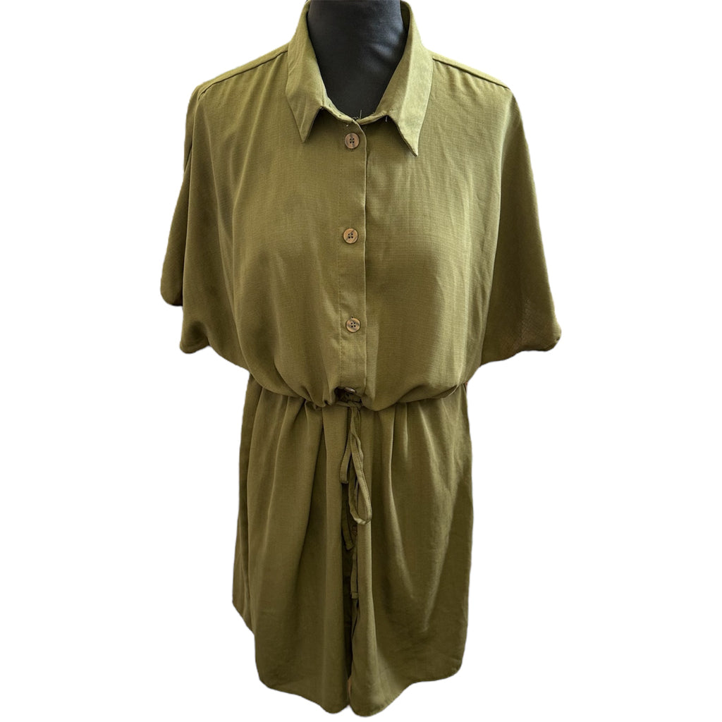 George khaki button tie waist dress