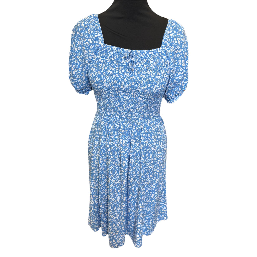 Floral square next short sleeve dress