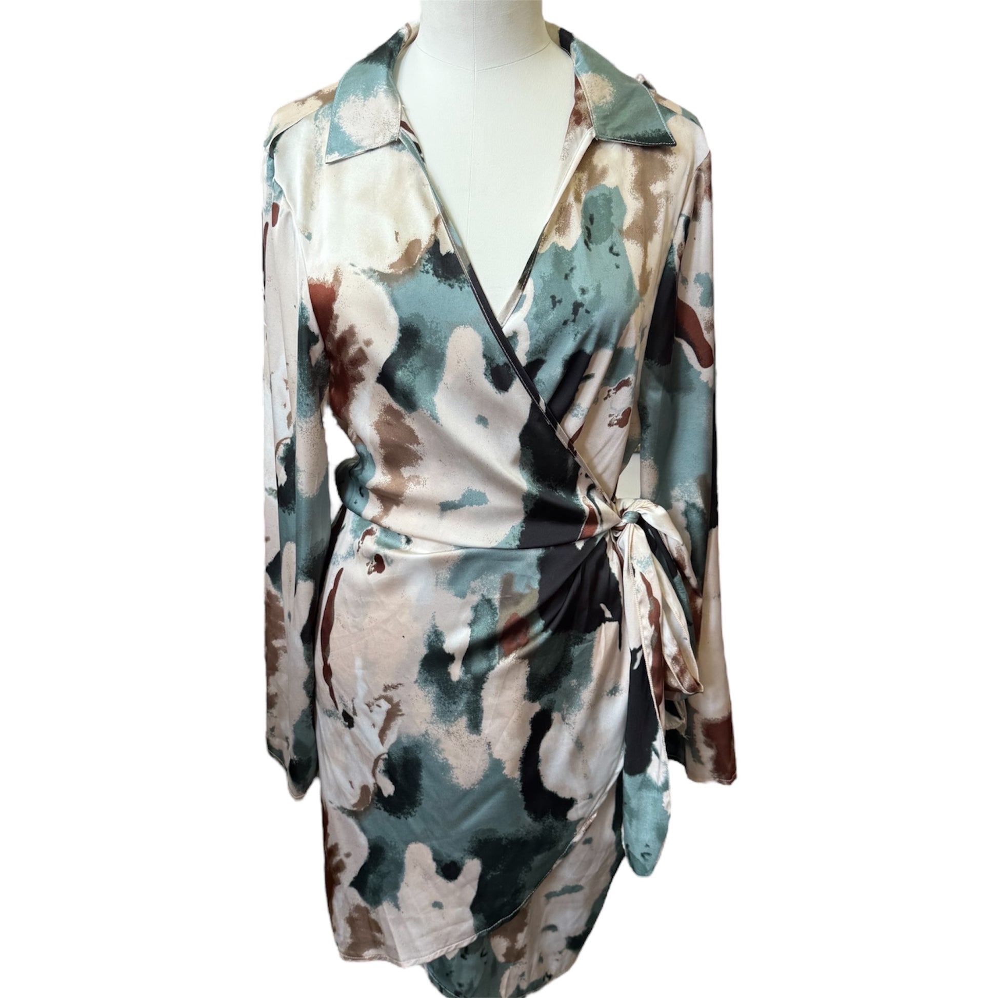 Shein marble effect wrap dress