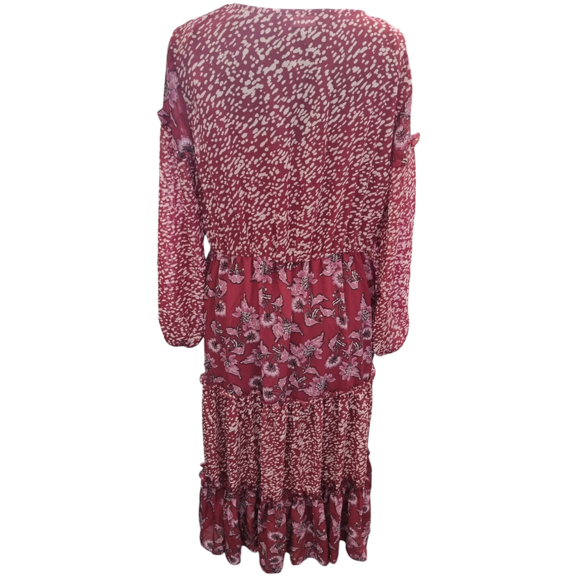 Kaleidoscope floral long sleeved tiered maxi dress