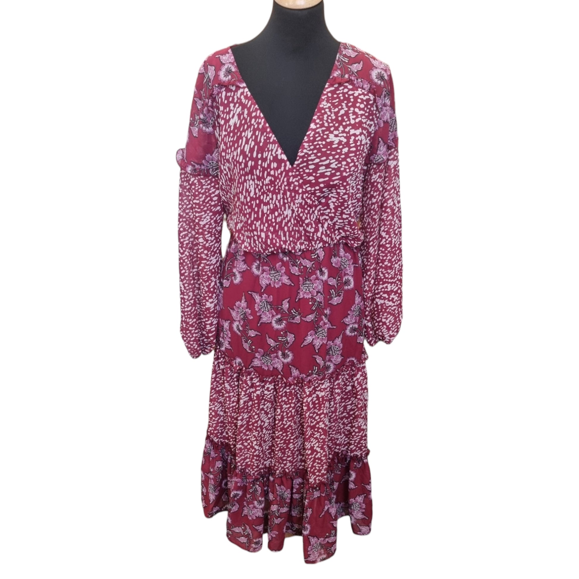 Kaleidoscope floral long sleeved tiered maxi dress