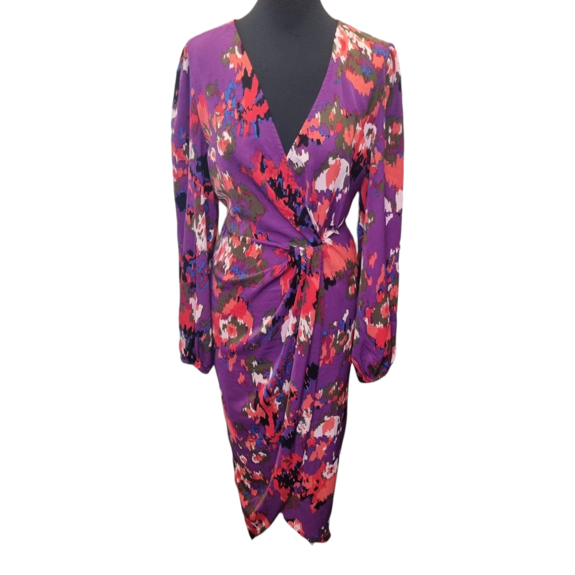 Purple patterned long sleeved maxi dress