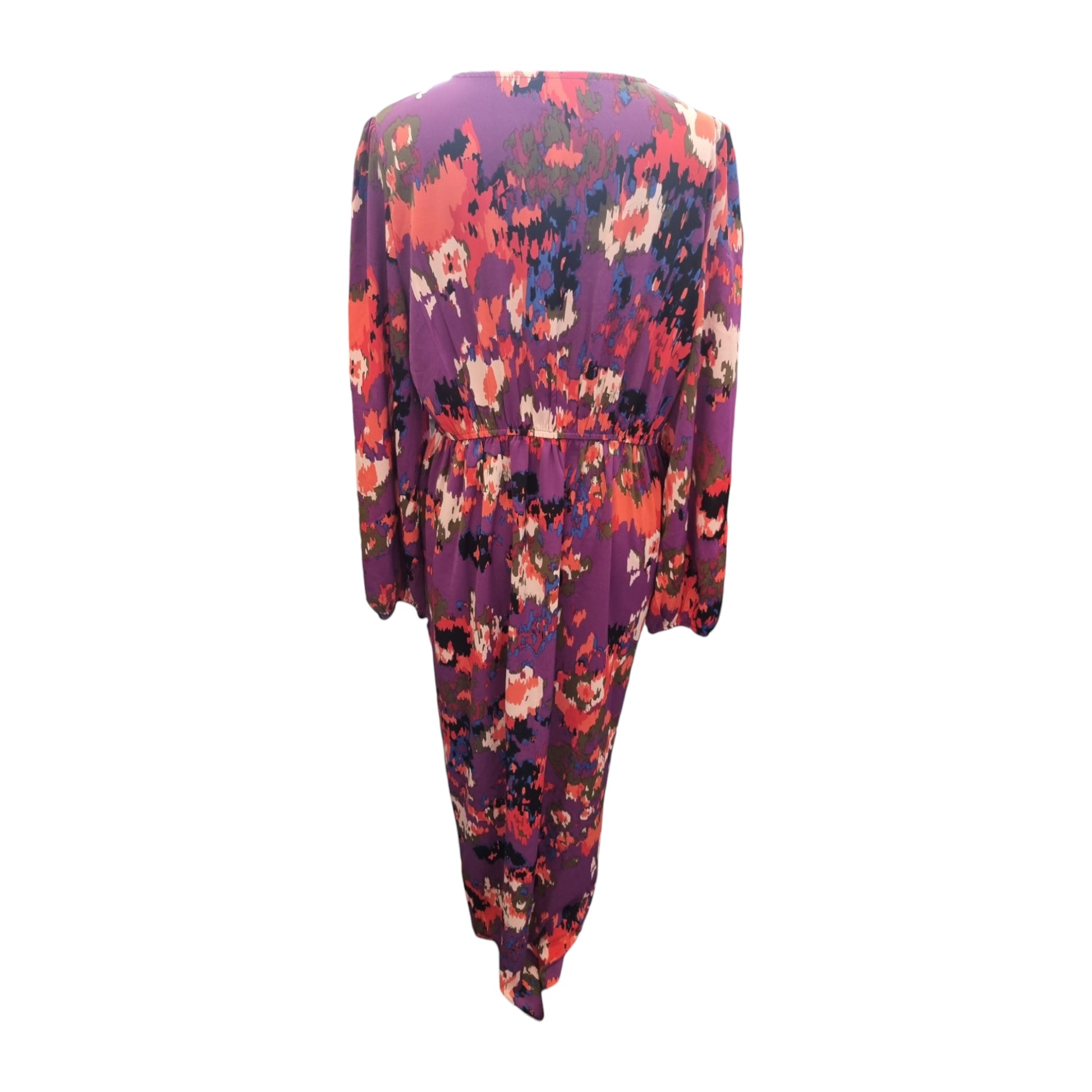 Purple patterned long sleeved maxi dress