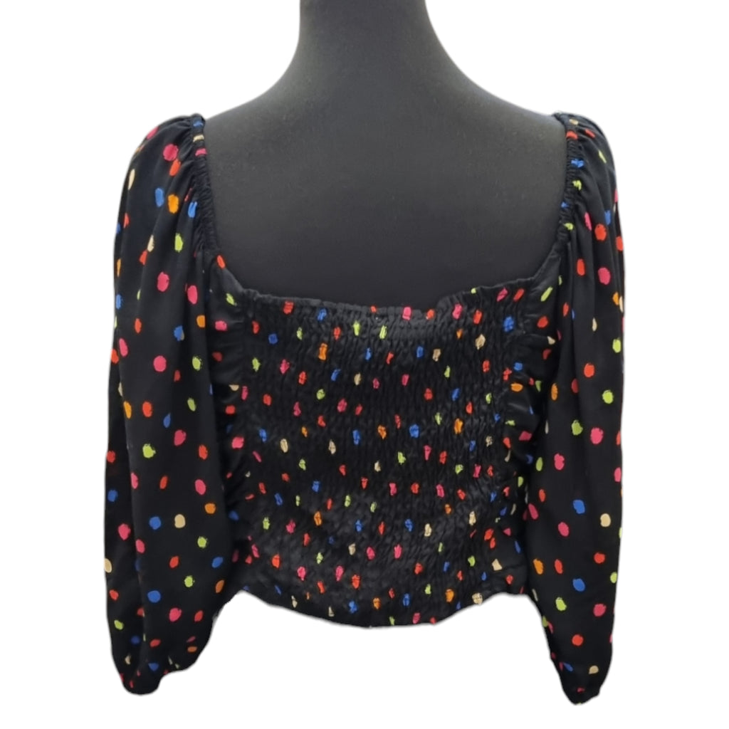 Topshop polka dot pouffe sleeve crop top
