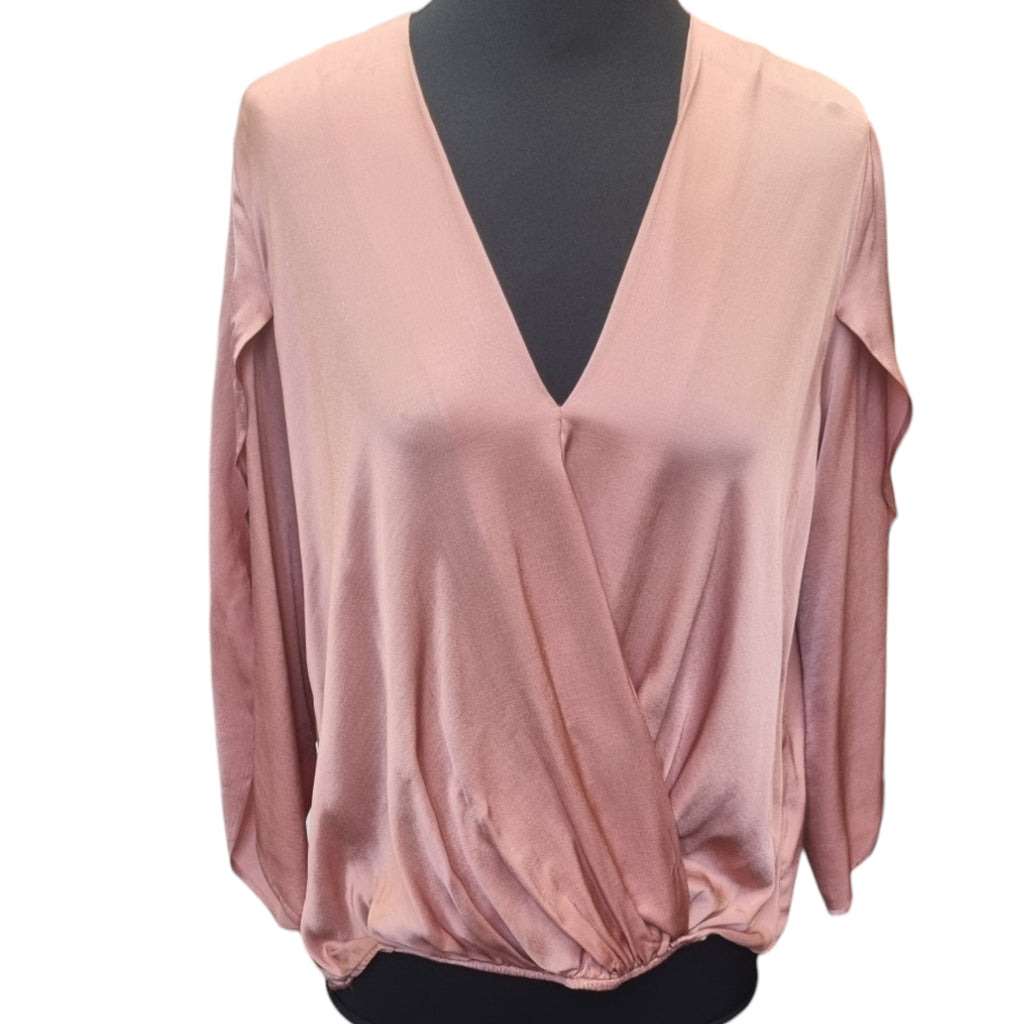M&S v neck split sleeve wrap style top