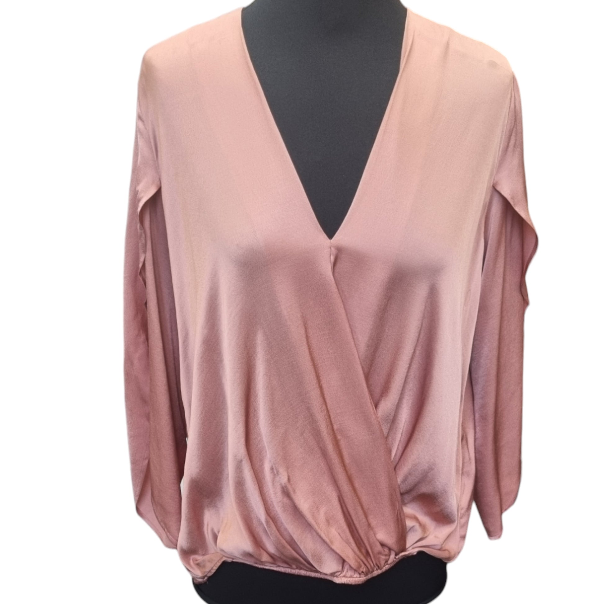 M&S v neck split sleeve wrap style top