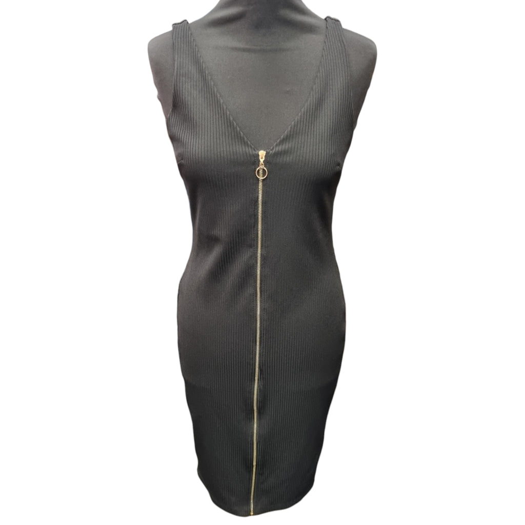 Miss Selfridge ribbed zip black sleeveless dress
