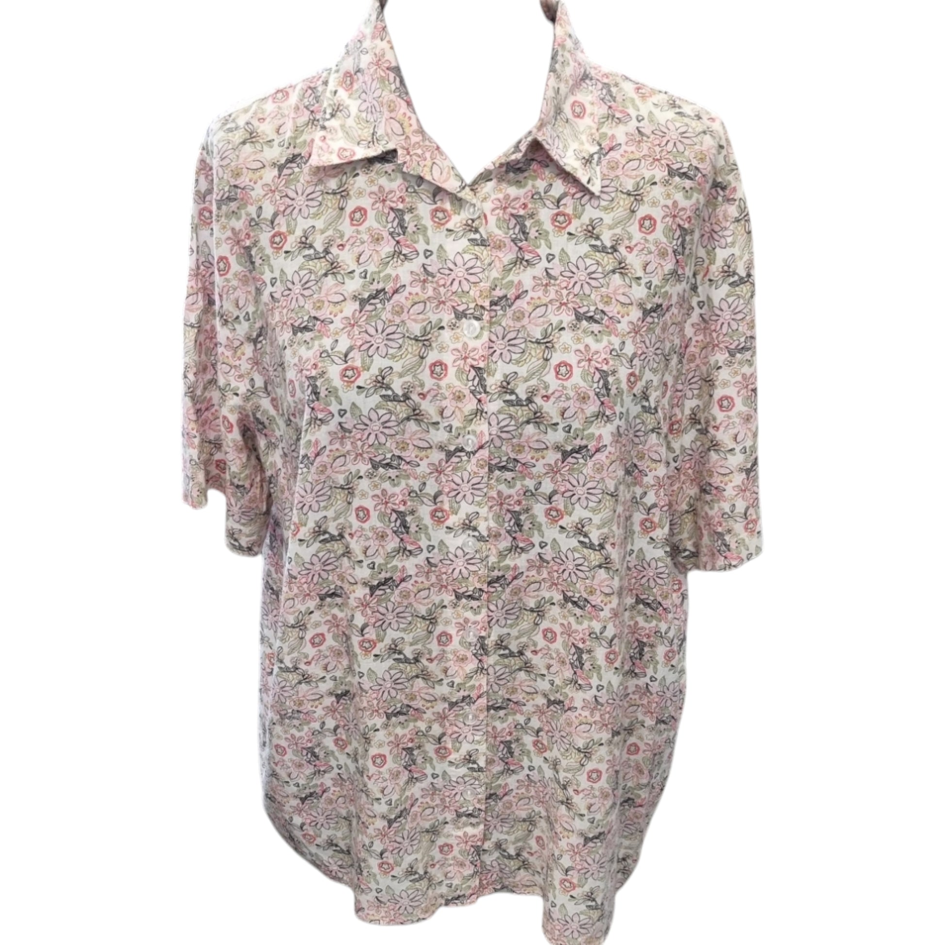 Vintage pink and green floral oversize shirt