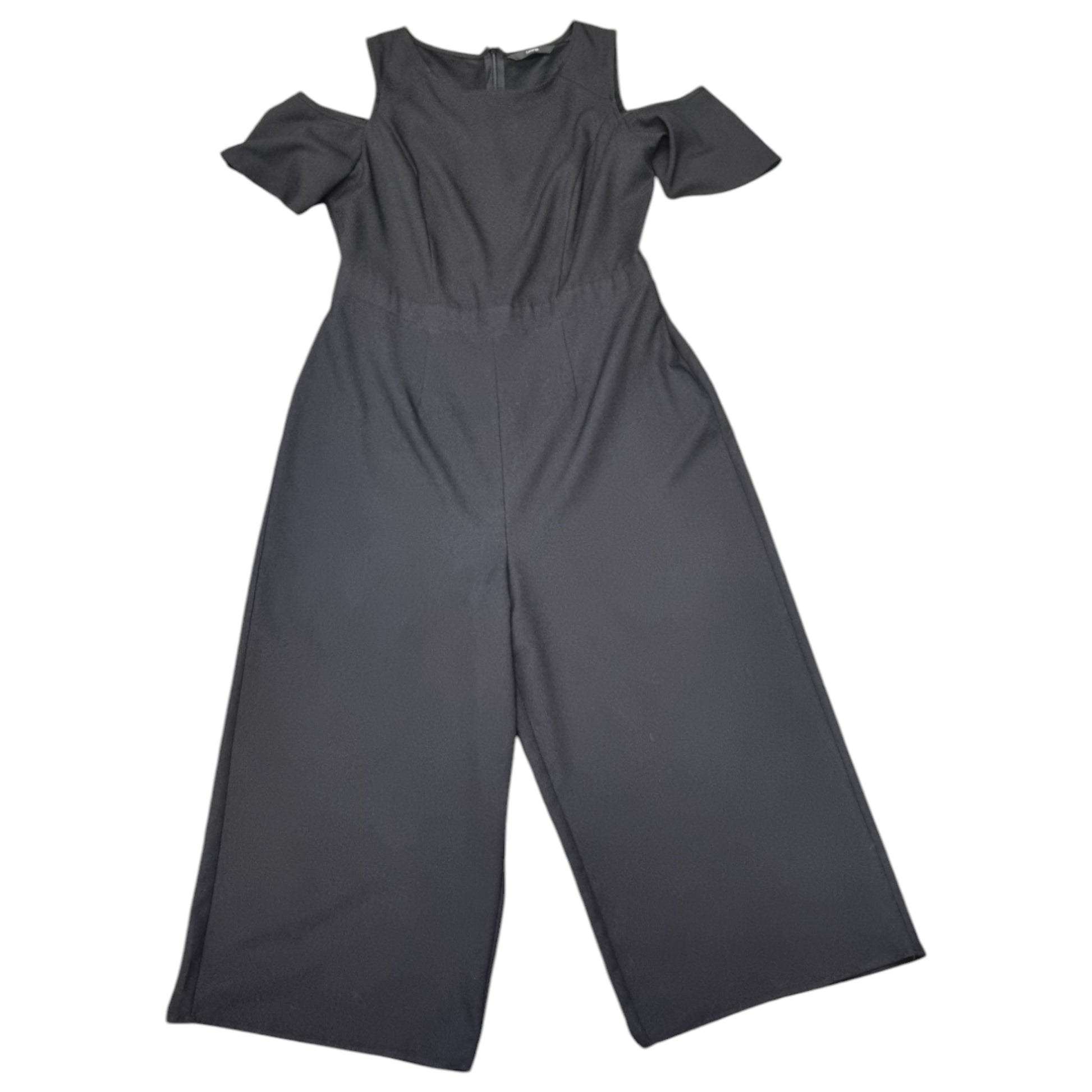 Black cold shoulder cropped jumpsuit