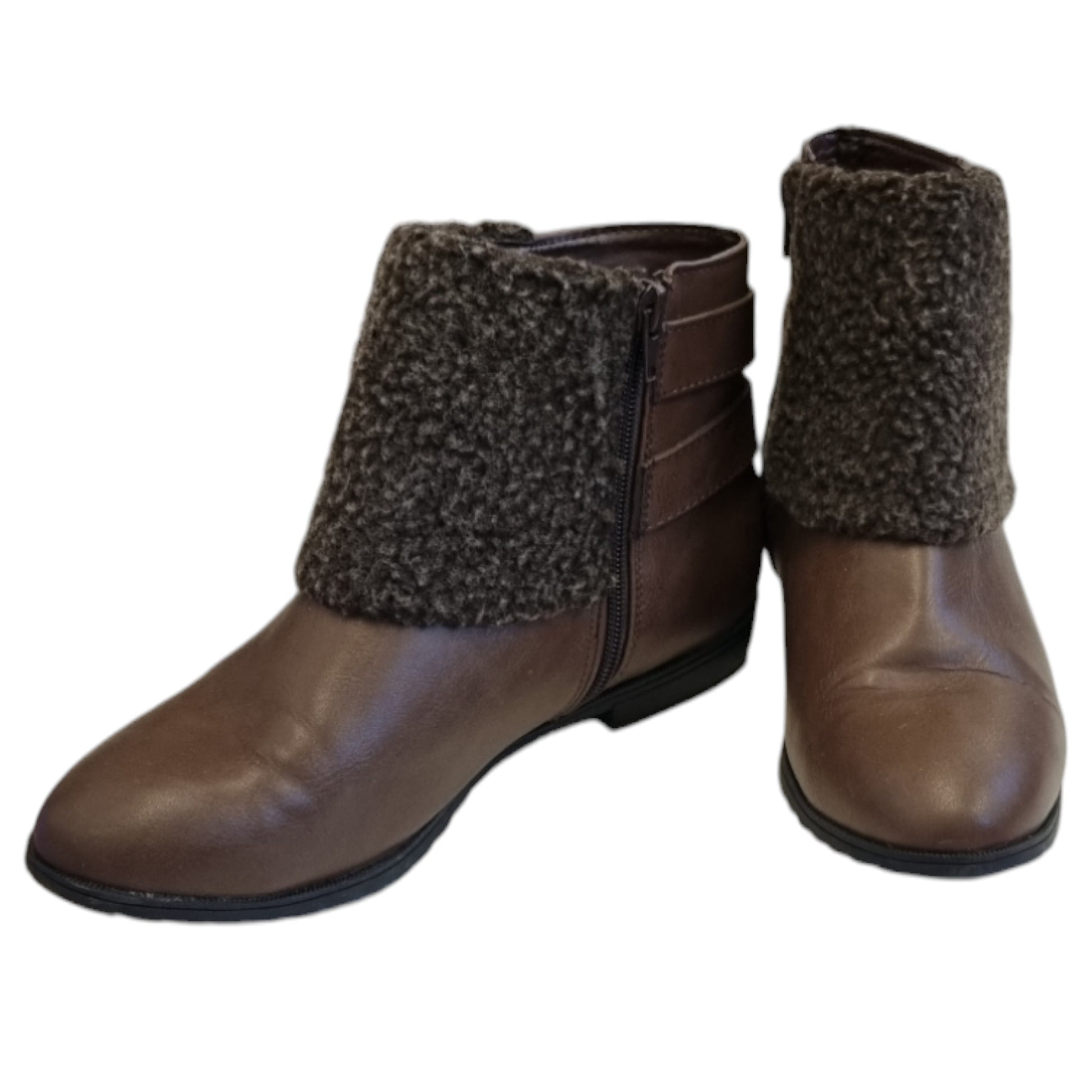 New Look fur top buckle zip boots