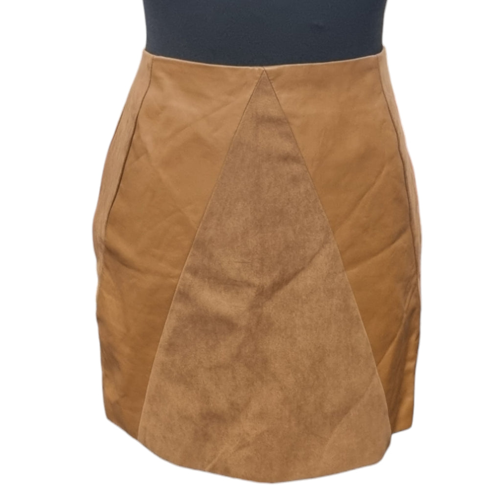 Oasis tan pleather mini skirt