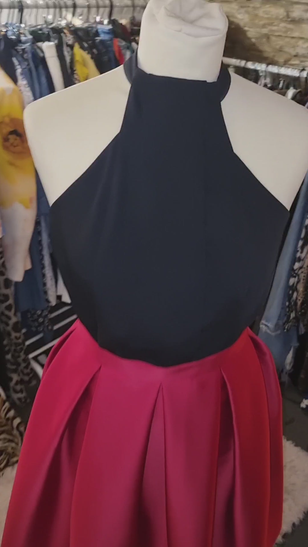 River Island high necked zip back pleated front top