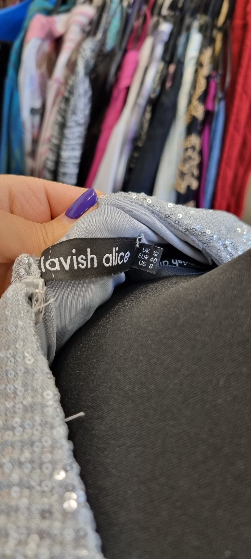 Lavish Alice long sleeved silver sequin dress