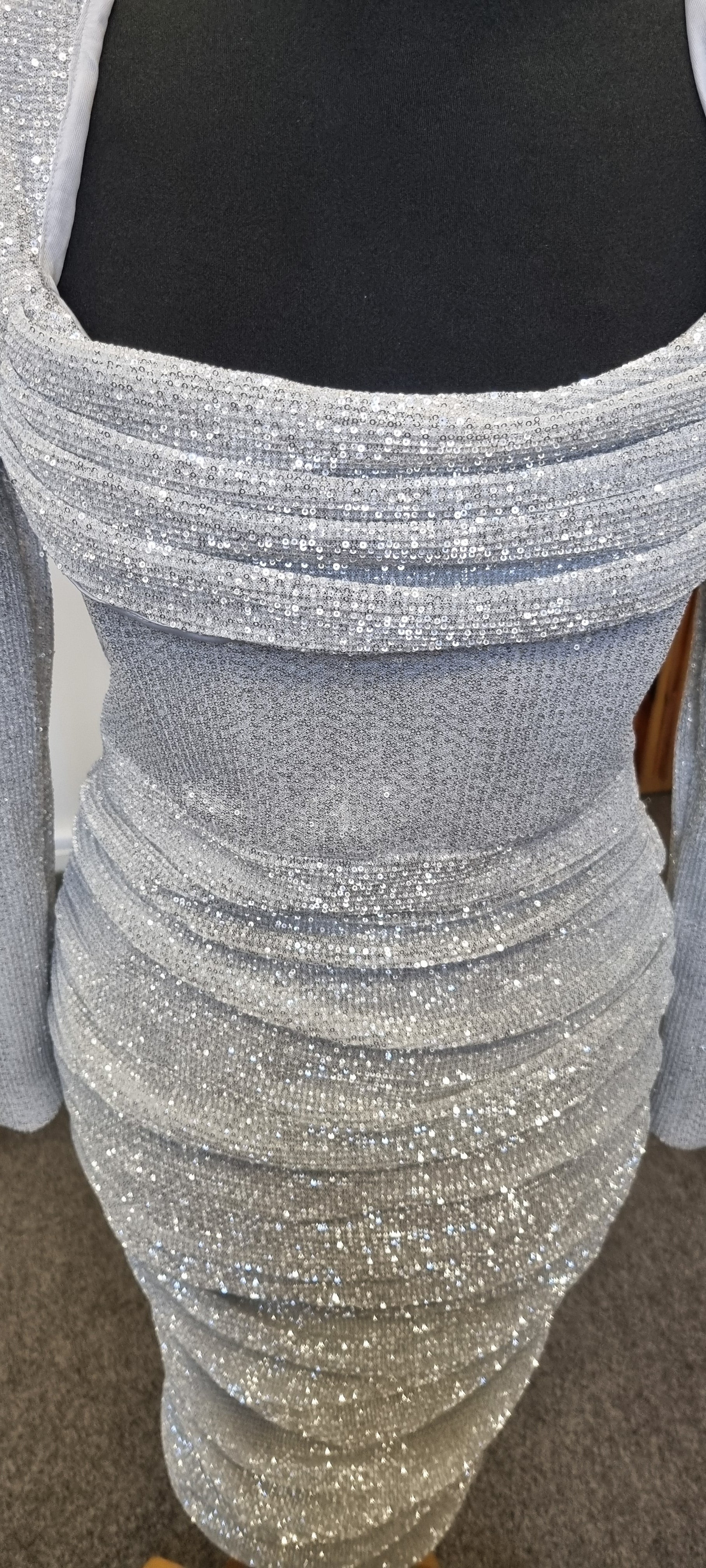 Lavish Alice long sleeved silver sequin dress