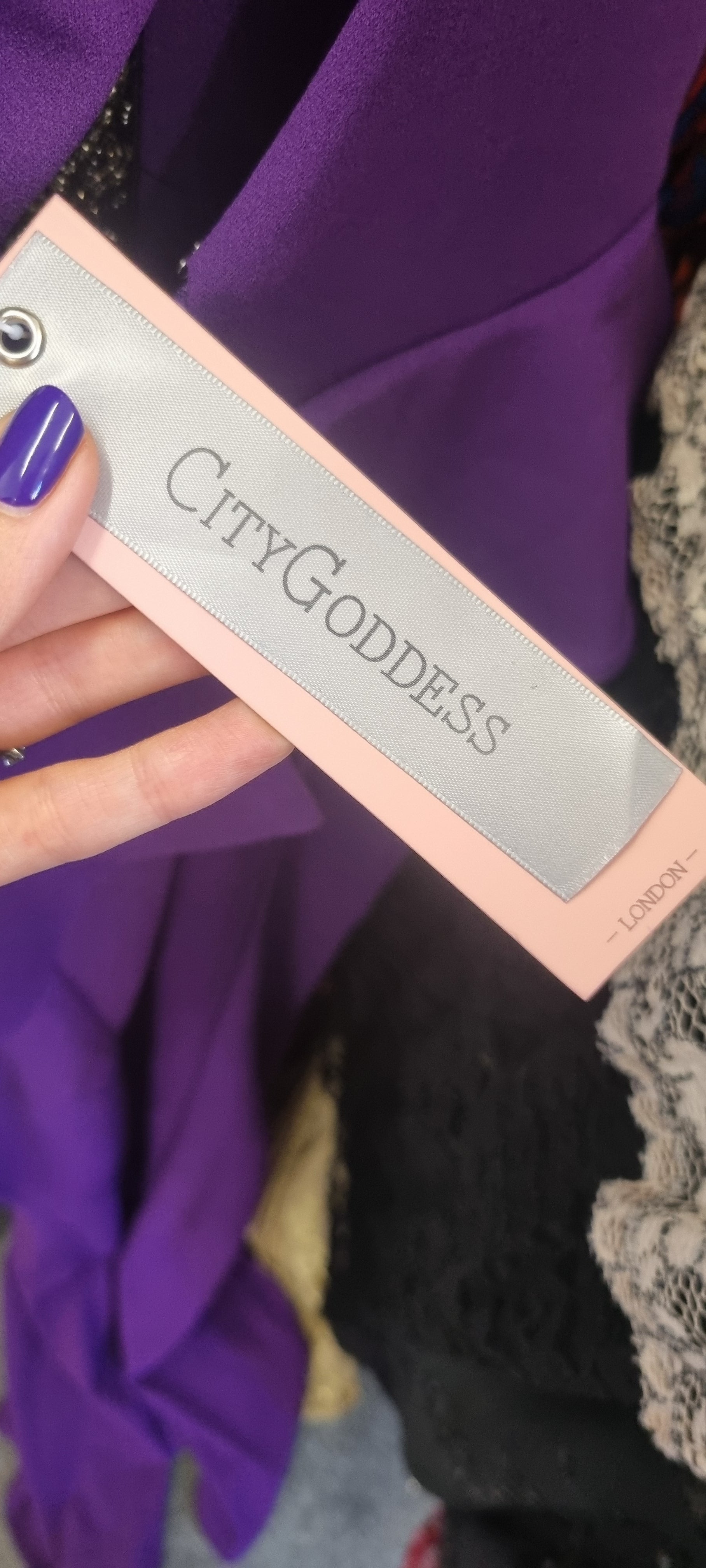 City Goddess purple silver sequin peplum evening gown (brand new with tags)