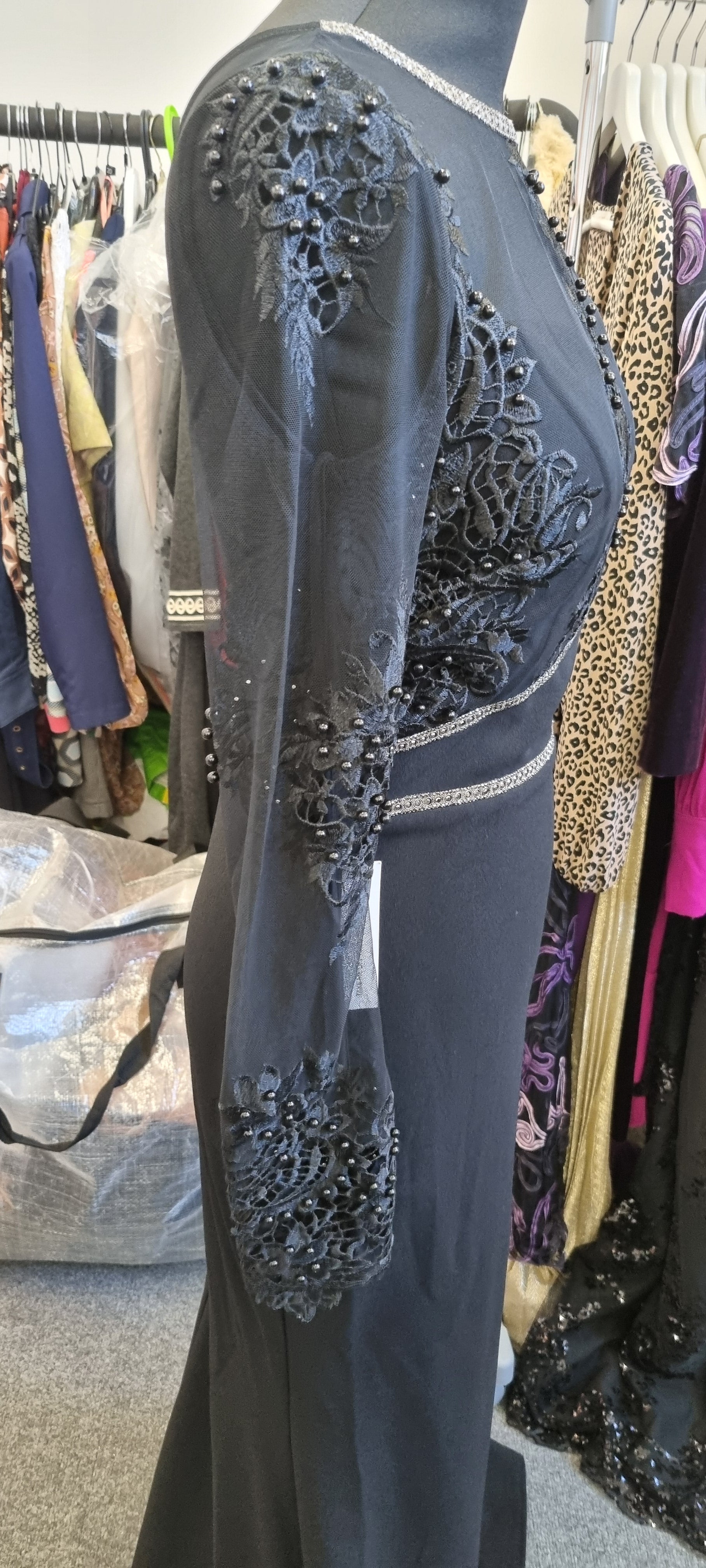 Lipsy Exclusive long sheer sleeve lace sequin & diamanté full length occasion dress (brand new with tags)