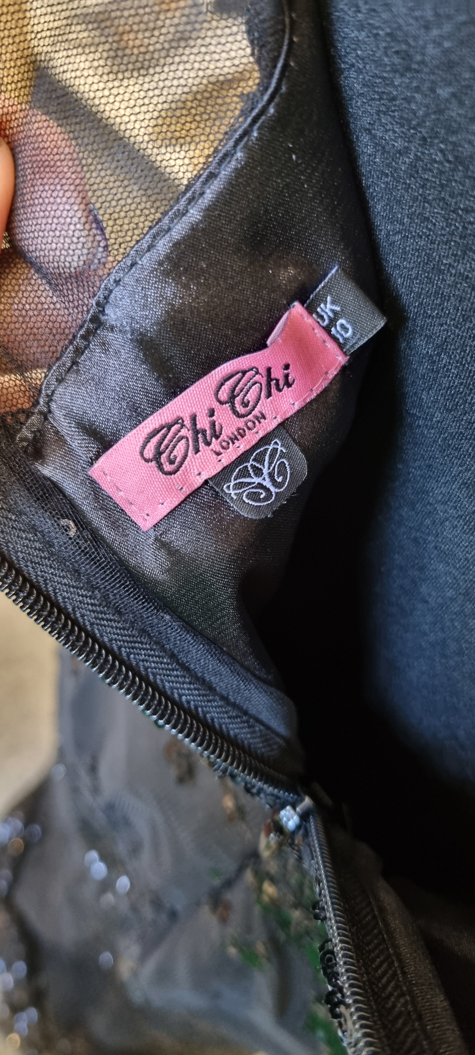 Chi Chi short sleeve sequin lined full length occasion dress