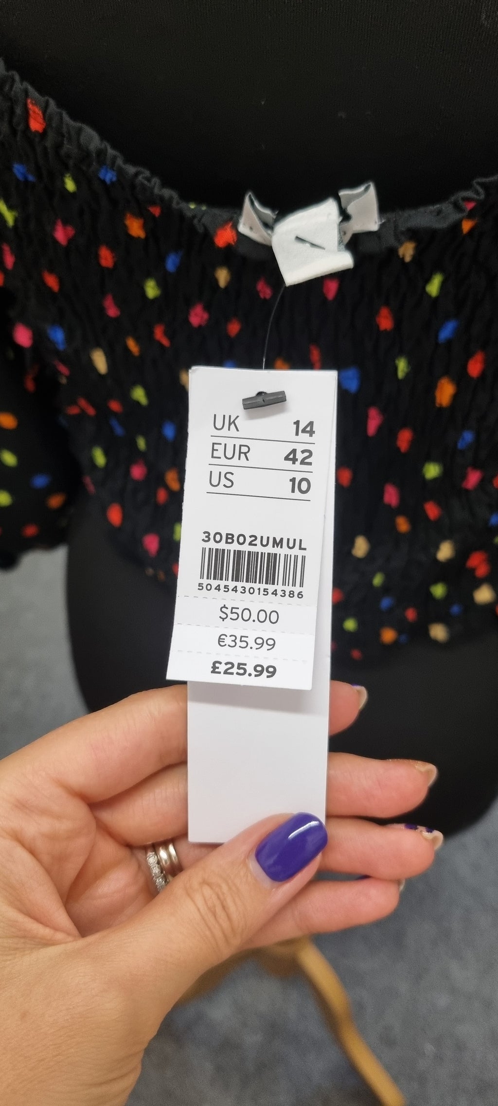 Topshop polka dot pouffe sleeve crop top