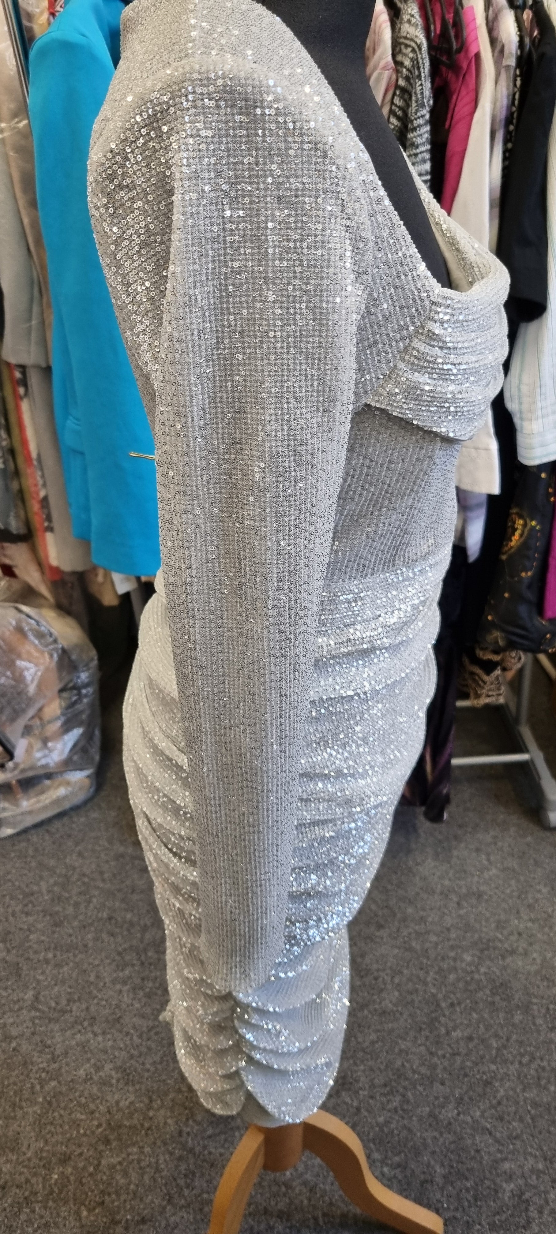 Lavish Alice long sleeved silver sequin dress