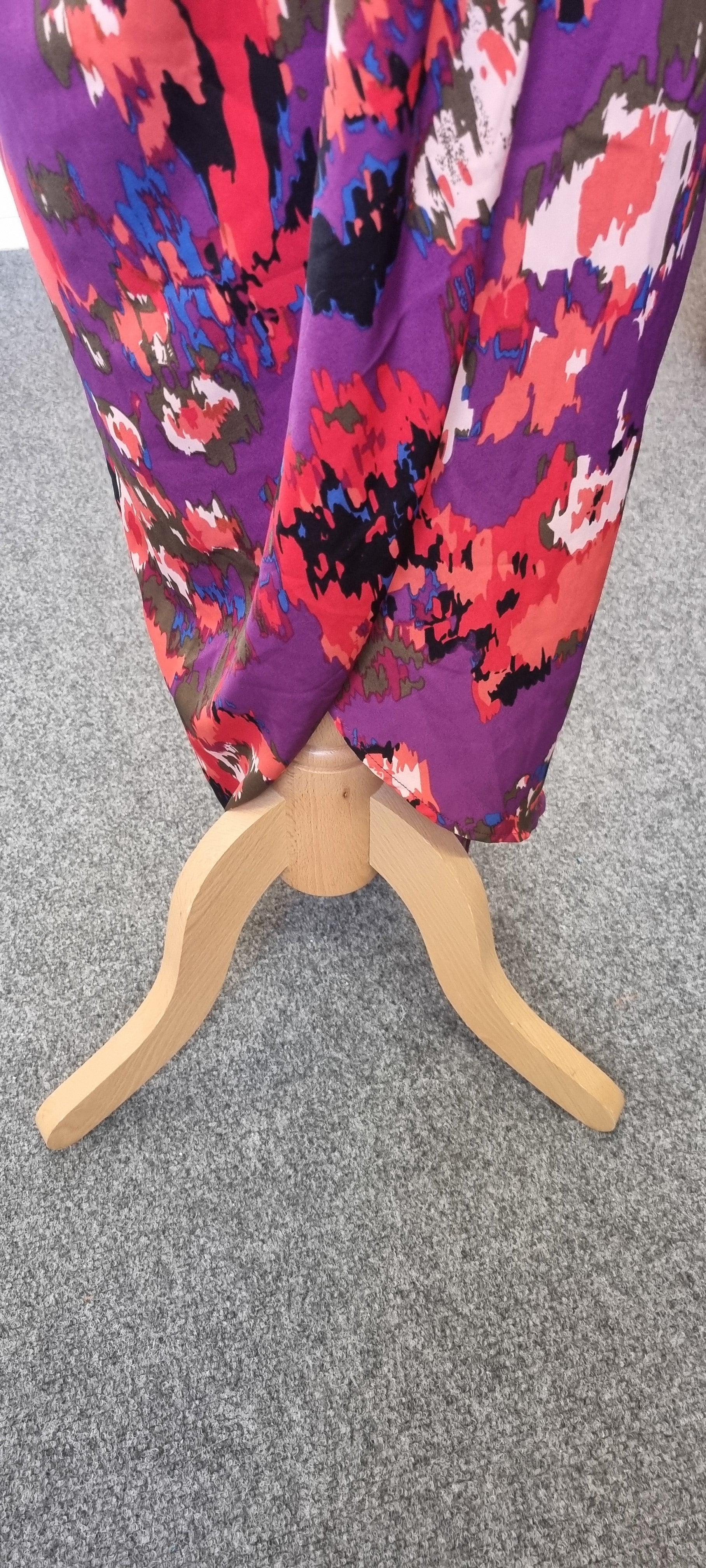 Purple patterned long sleeved maxi dress