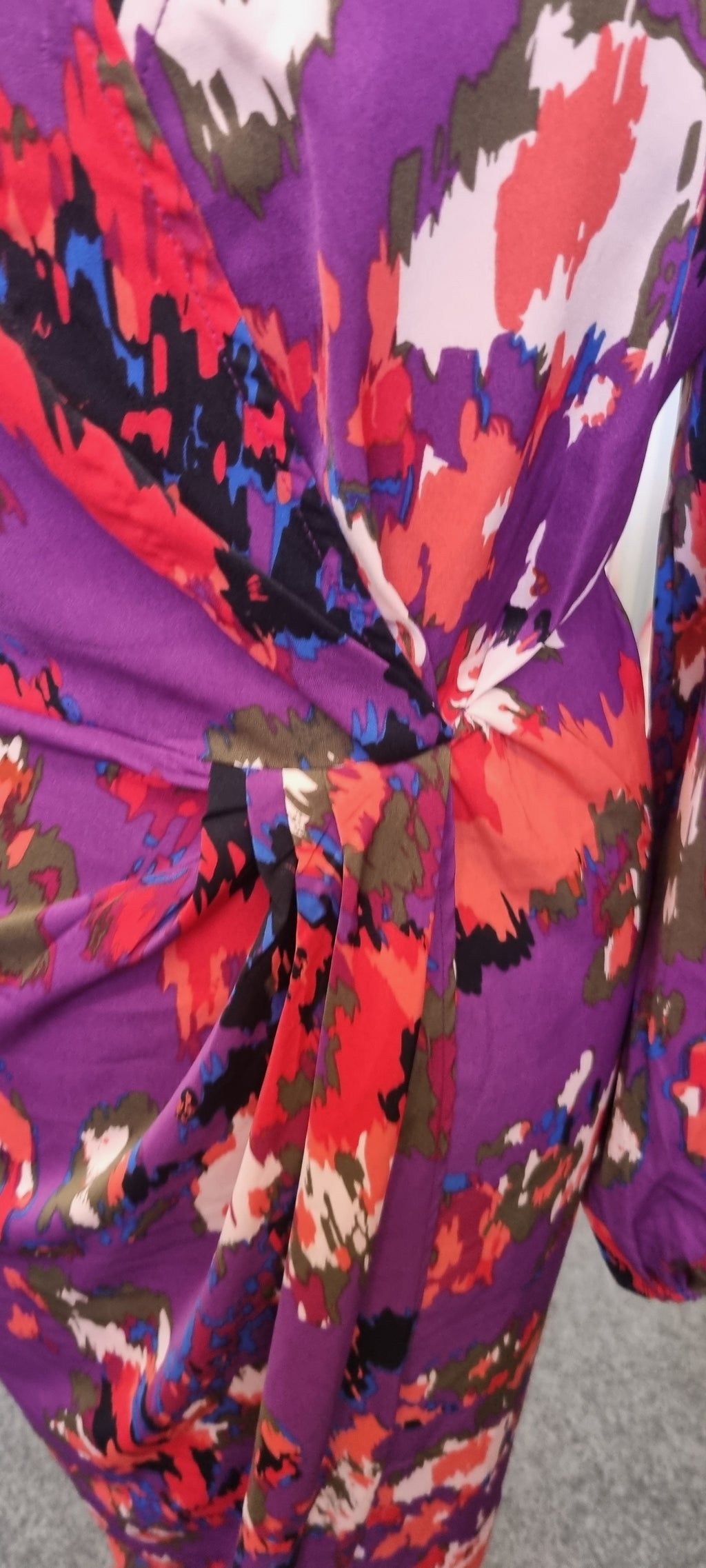 Purple patterned long sleeved maxi dress