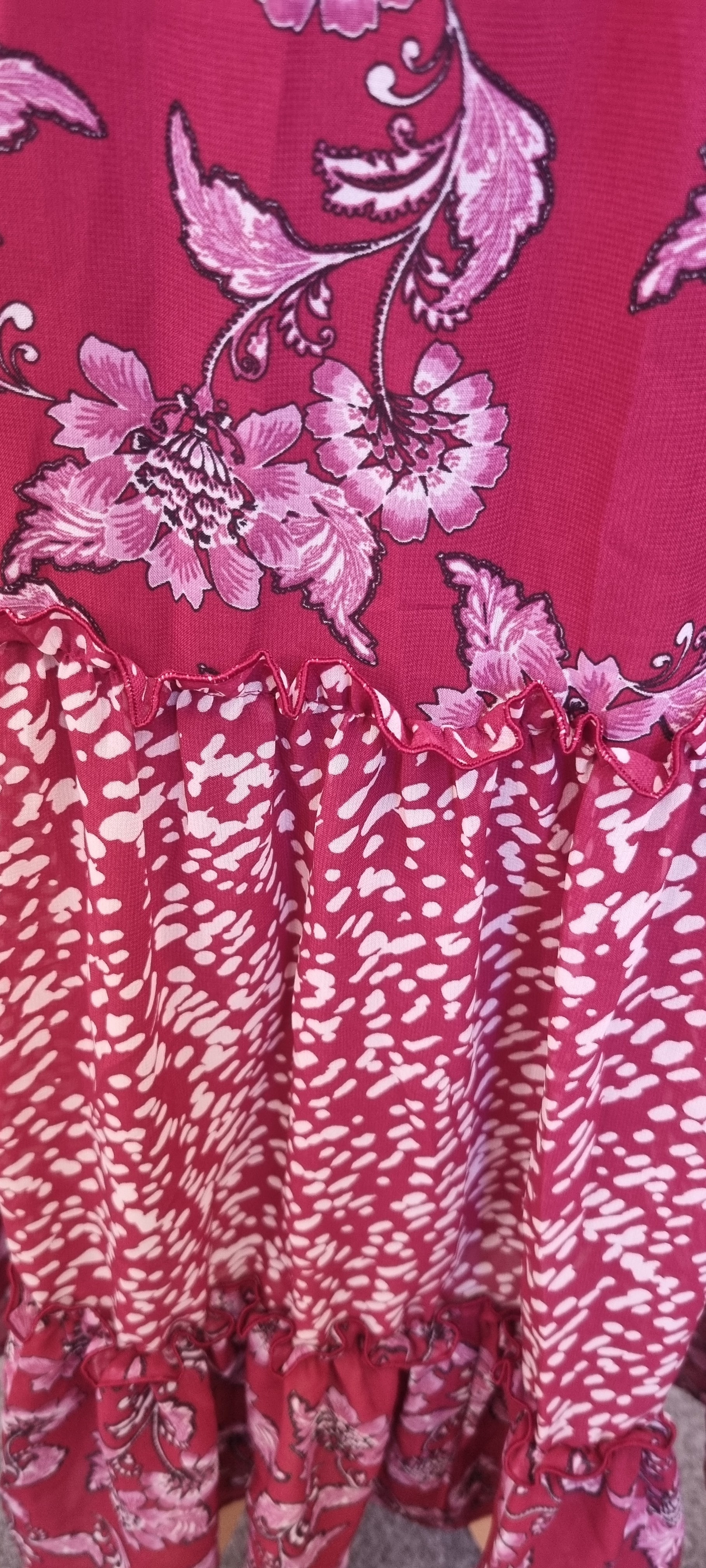 Kaleidoscope floral long sleeved tiered maxi dress