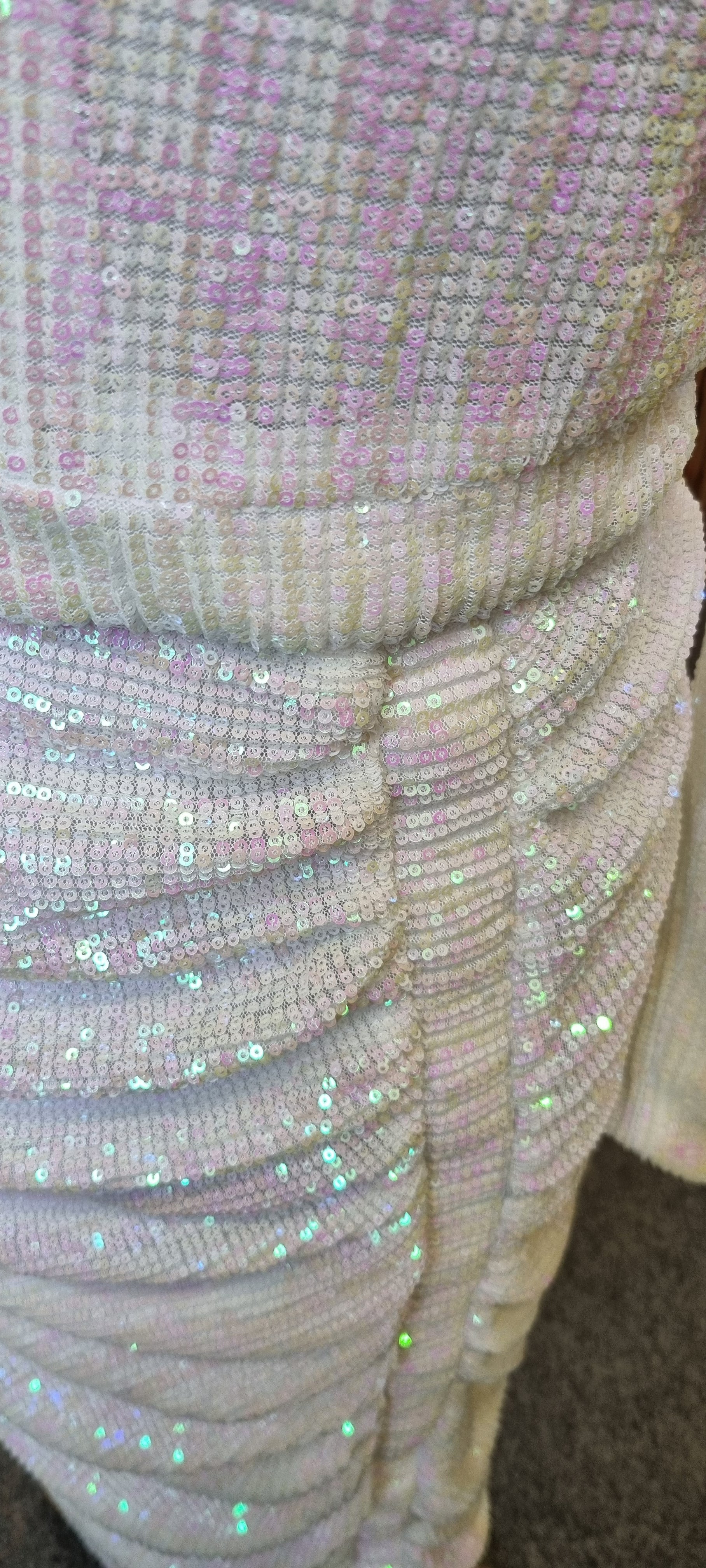 White sequin long sleeved dress