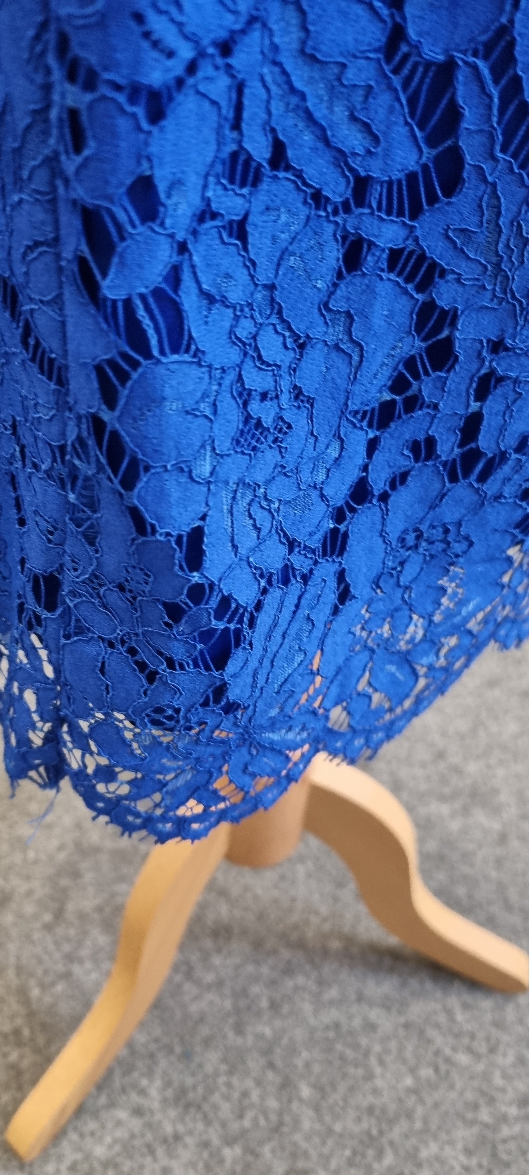 M&S blue lace full lined zip knee length dress